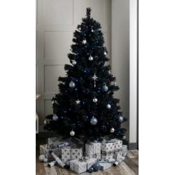 6ft Pre-Lit Black Xmas Xmas Tree 926 Tips Huge 400 White LED Lights