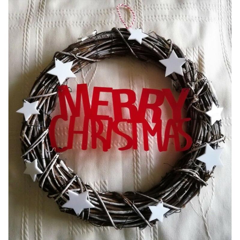 NEW 2 CHRISTMAS WREATH DECORATIONS MODERN Twig Star 3 Felt Penguin Stockings 1 Pudding 2 Xmas Hanger