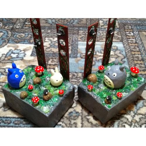 Unique handmade Totoro book ends