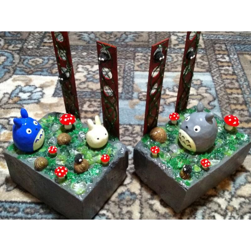 Unique handmade Totoro book ends