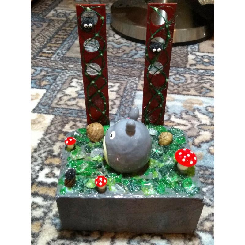 Unique handmade Totoro book ends