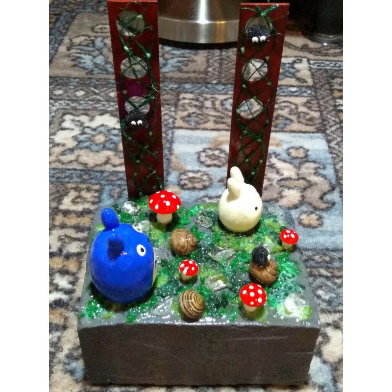 Unique handmade Totoro book ends
