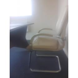 Cream leather executive office chairs