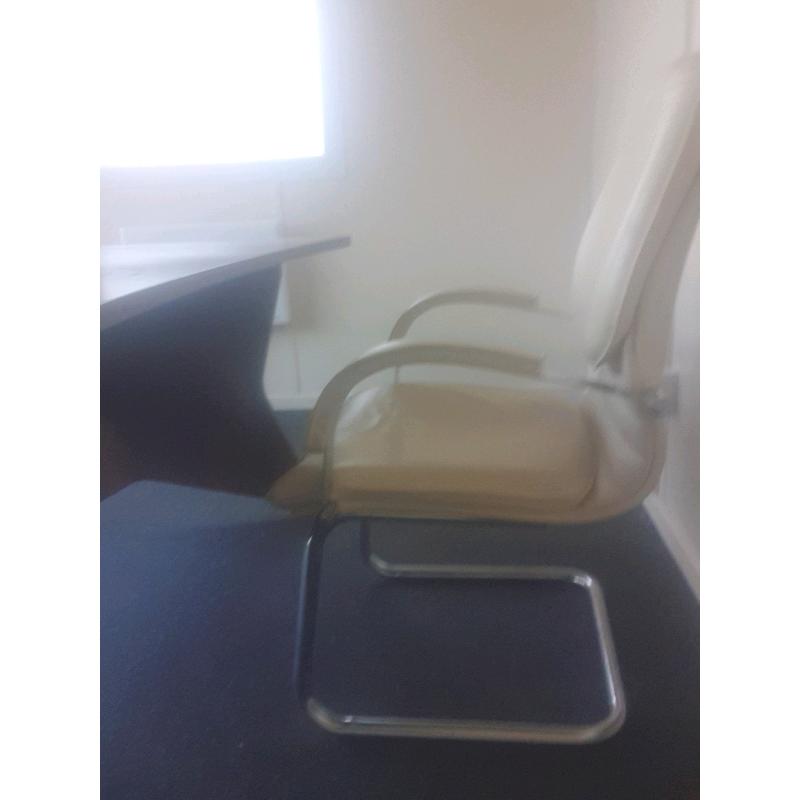 Cream leather executive office chairs