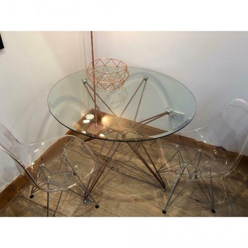 Modern Glass table with copper legs - ?70 ONO *must collect*