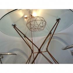 Modern Glass table with copper legs - ?70 ONO *must collect*