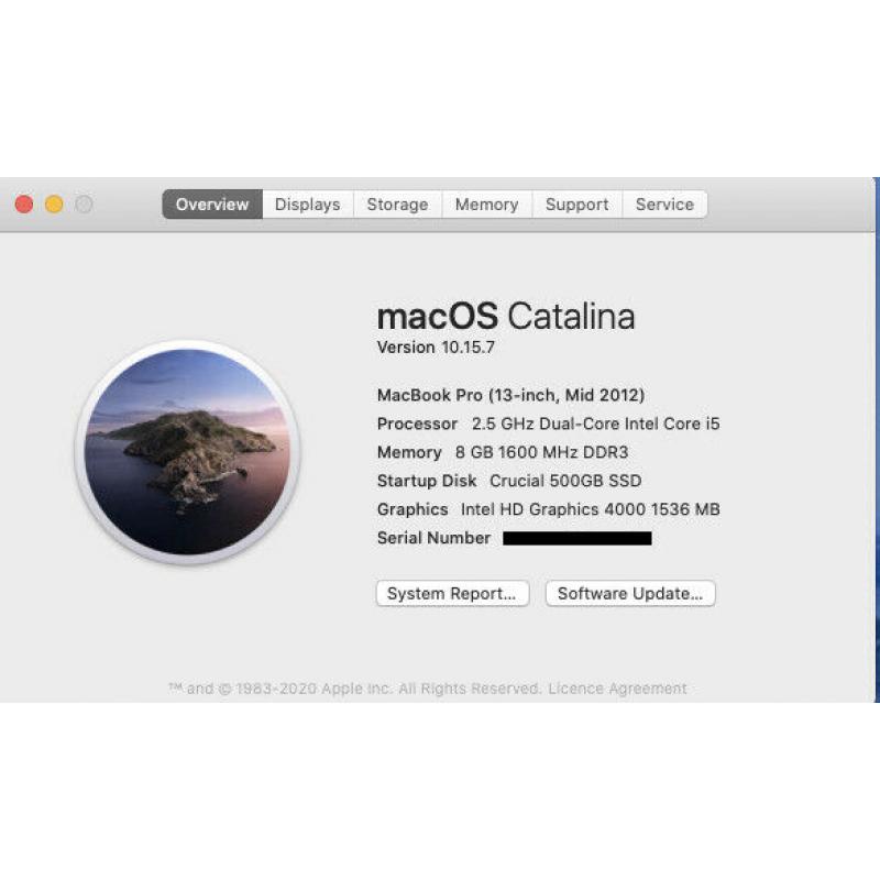 MacBook Pro 13" 500GB SSD, 8GB RAM mid-2012