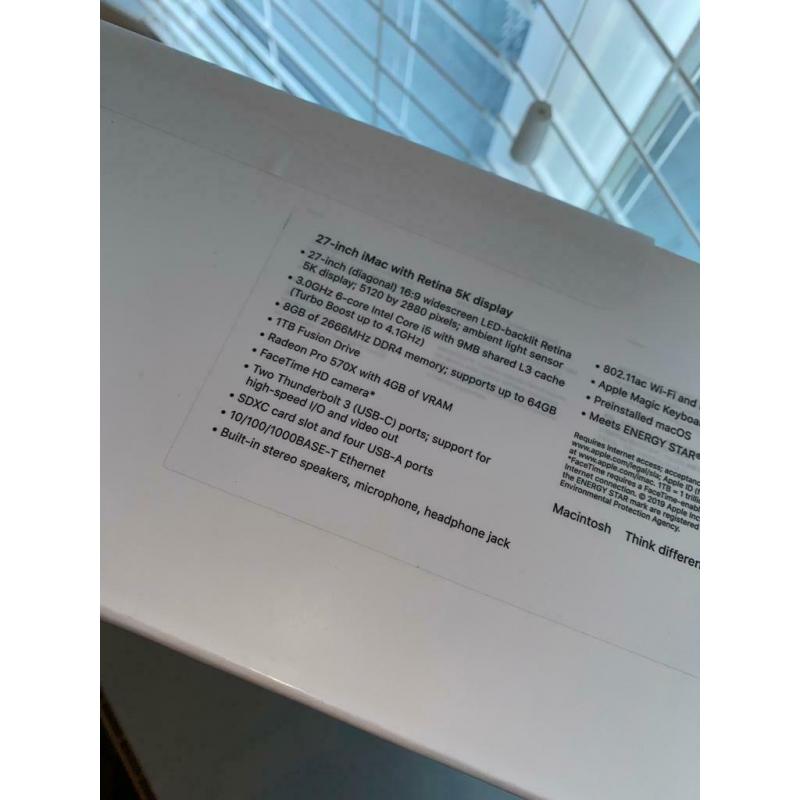 New APPLE iMac 5K 27" (2019) - Intel? Core? i5, 1 TB fusion drive, 570x radeon 4gb graphics card