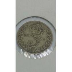 1921 king George V silver threepence coin