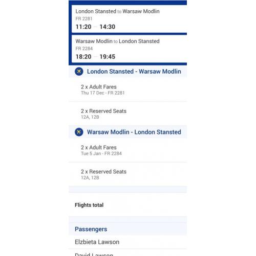 Ticket to Warsaw. ?100 one way