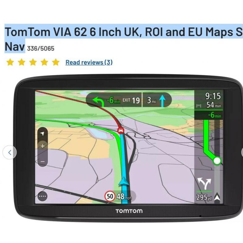 TomTom VIA 62 6 Inch UK, ROI and EU Maps Sat Nav