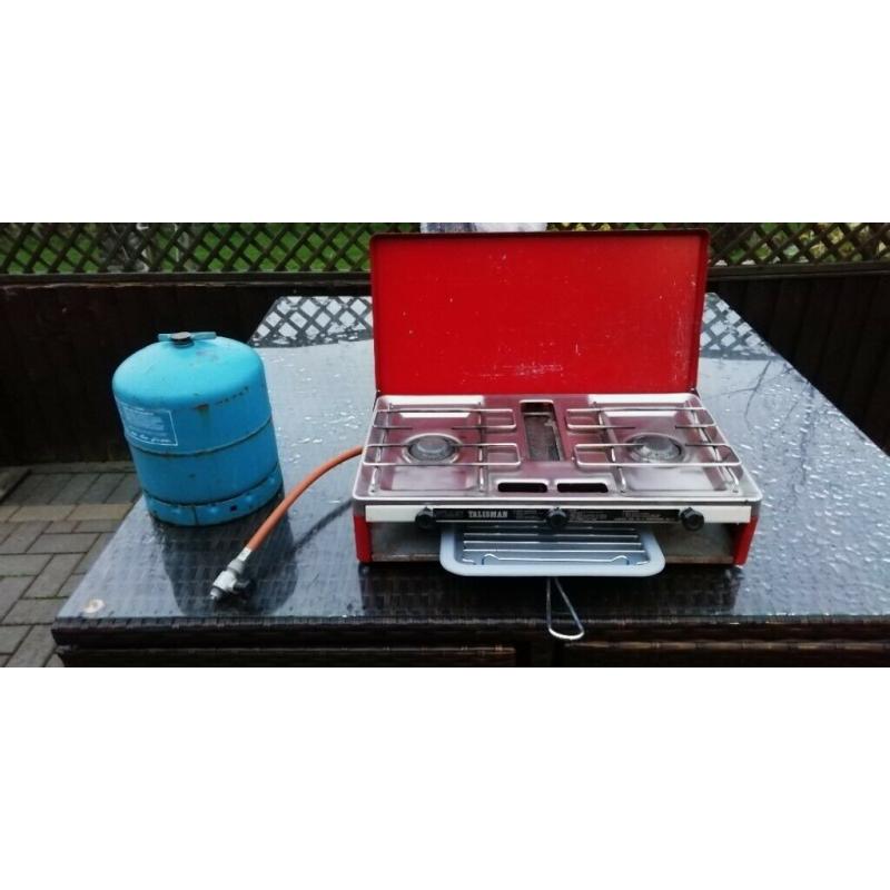 2 Burner Hob and Grill Camping Gaz Stove including Cylinder(empty)
