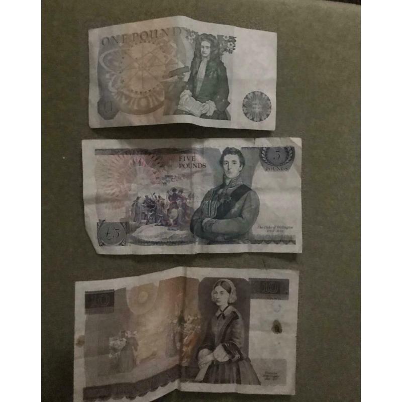 Now Sold)Rare collectable ?1 ?5 ?10 notes