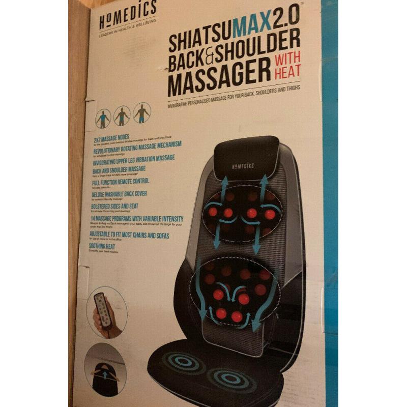 HoMedics ShiatsuMax 2.0 - Electric Heated Shiatsu Back & Shoulder Massager