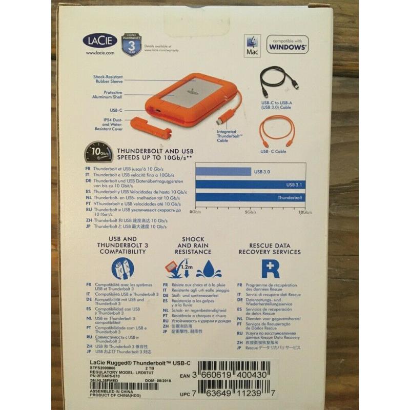 LaCie Rugged 2TB - Thunderbolt USB-C