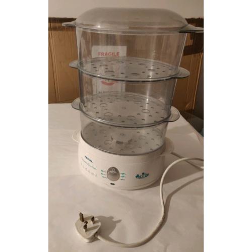 Tefel 3 Tier White Steamer Aqua Timer Used Condition.