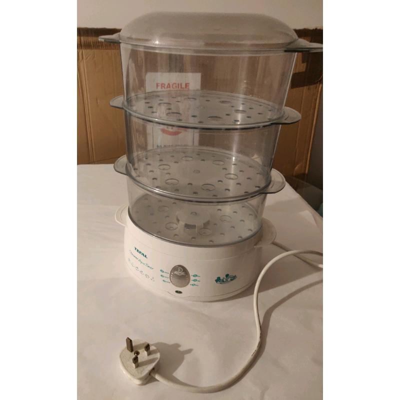 Tefel 3 Tier White Steamer Aqua Timer Used Condition.