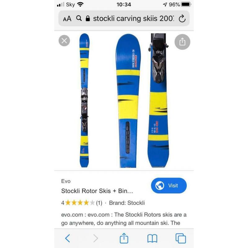 Stockli 179cm skiis and poles men?s rotor carvers
