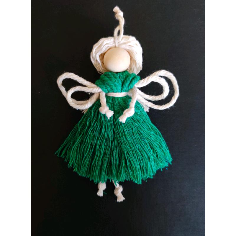 Handmade Macrame Christmas Angel Xmas Tree Gift Crafting Decoration