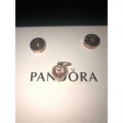 Pandora pink pave clip & heart charm (x3)