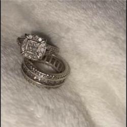 9ct white diamond ring and wedding band
