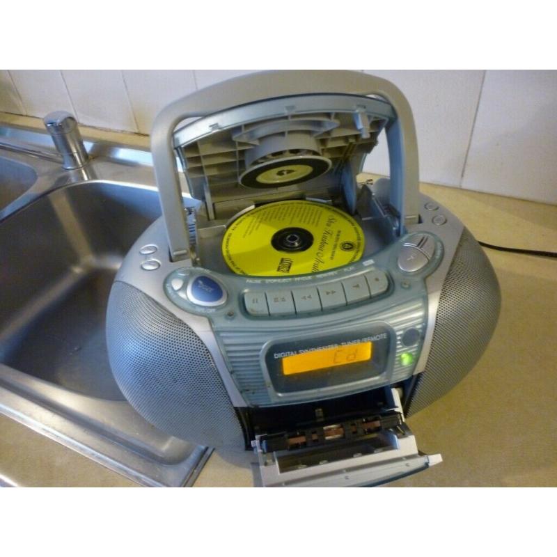 beautiful quality panasonic digital three in one portable audio system,cd,cassette & radio..