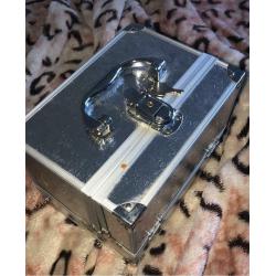 Silver make up storage box (with key)