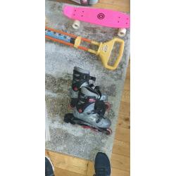 Skate board new Roller boots and pogo stick