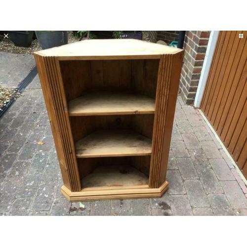 Antique pine corner bookshelf
