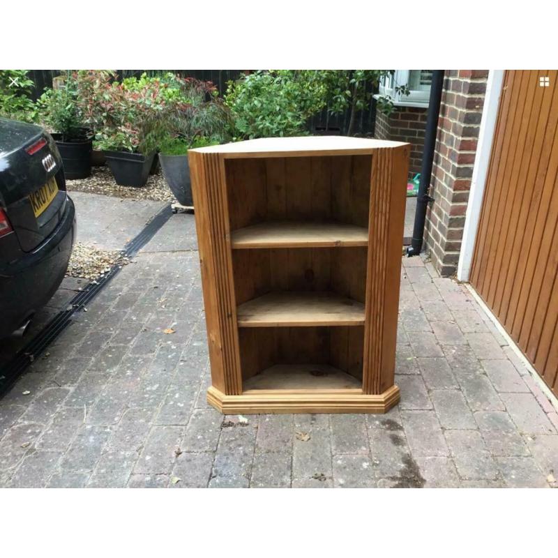 Antique pine corner bookshelf