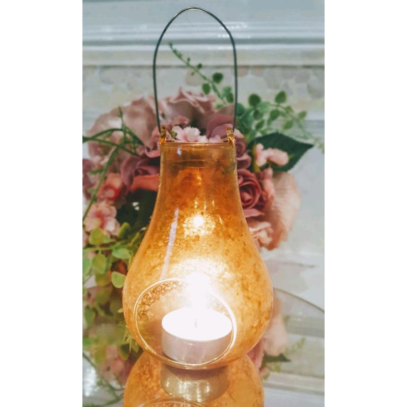 Wholesale 70 Gold Glass Hanging Candle Tealight Holders Rustic Stained