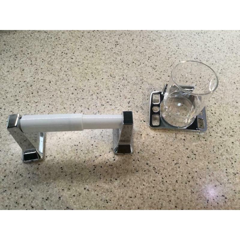 Toilet roll holder & toothbrush tumbler holder - NEW