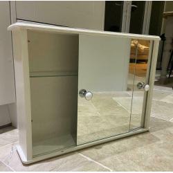 Vintage Retro White Painted Wooden Mirror Bathroom Cabinet