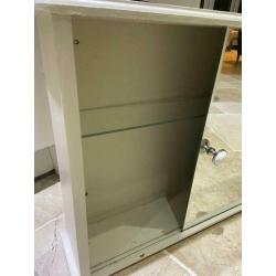 Vintage Retro White Painted Wooden Mirror Bathroom Cabinet