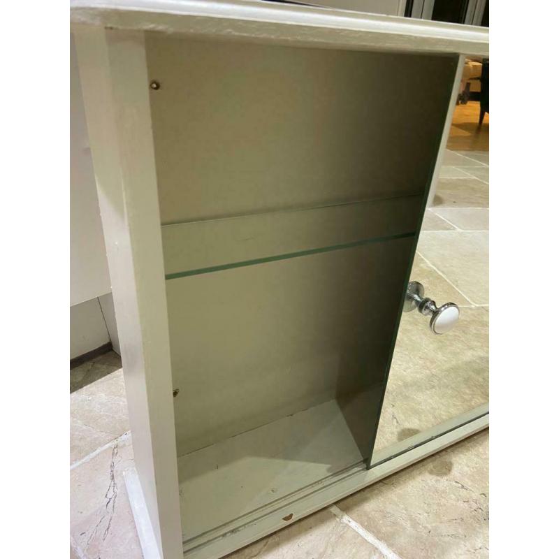 Vintage Retro White Painted Wooden Mirror Bathroom Cabinet