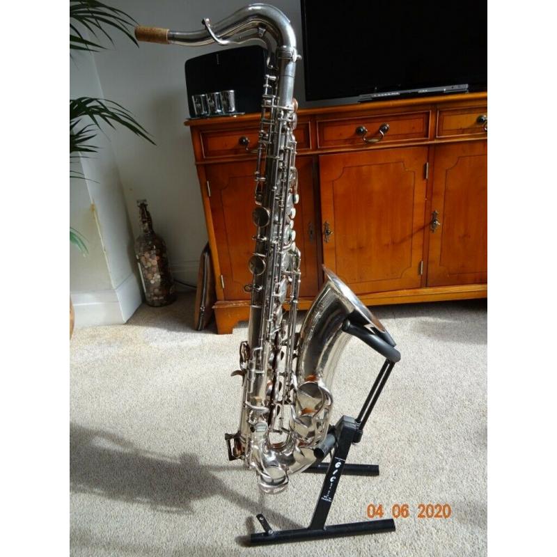 KING SUPER 20 SILVER PLATED TENOR SAX, OVERHAULED, NEW ROO PADS