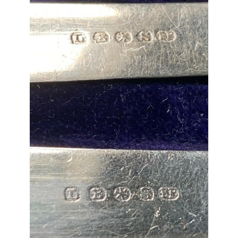 Antique Silver hallmarked handle butter knives set of 6 In original box