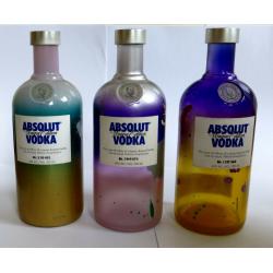 3 Absolut Vodka Unique bottles (empty)