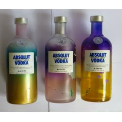 3 Absolut Vodka Unique bottles (empty)