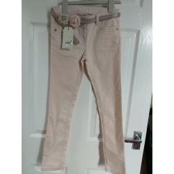 NEXT PINK JEANS AN BELT AGE 9