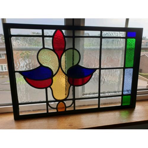**?145** Antique Stain Glass Window (Framed) 62.5x42cm