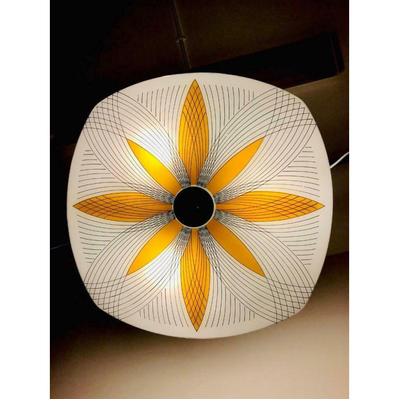 1960?s Square Glass Ceiling Light
