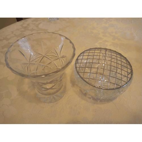 Crystal rose bowl and crystal vase 6inches