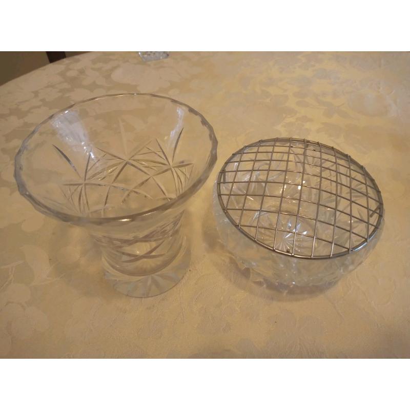 Crystal rose bowl and crystal vase 6inches