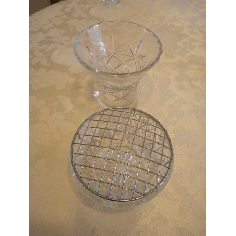 Crystal rose bowl and crystal vase 6inches