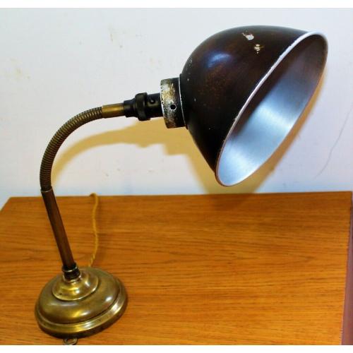 Mid Century brass Gooseneck lamp Industrial desk vintage office retro antique light lighting factory