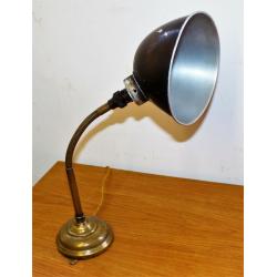 Mid Century brass Gooseneck lamp Industrial desk vintage office retro antique light lighting factory