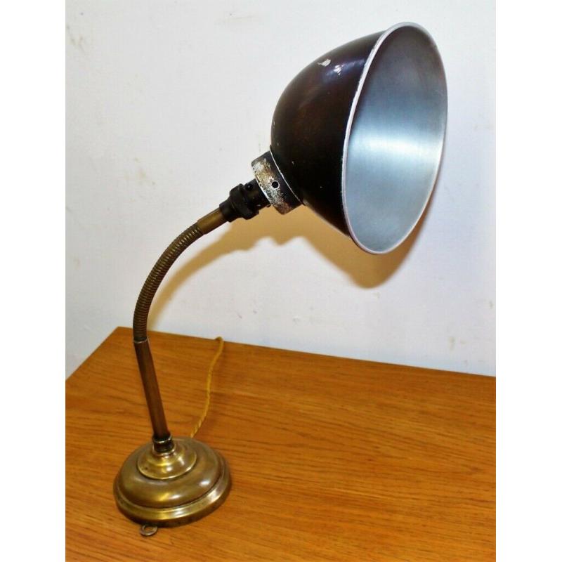 Mid Century brass Gooseneck lamp Industrial desk vintage office retro antique light lighting factory