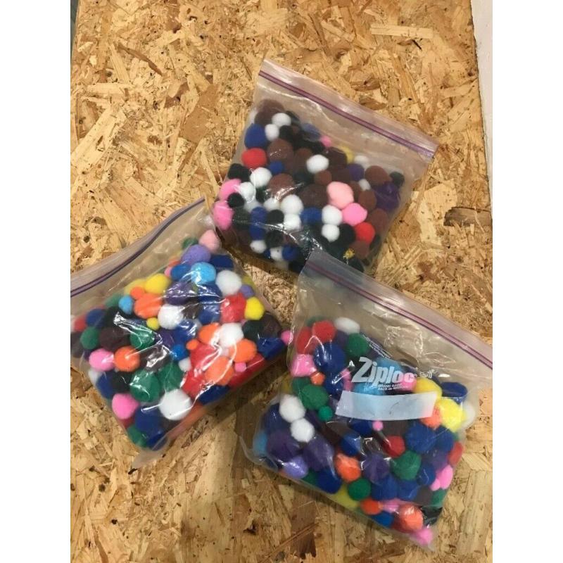 Assorted craft materials - Straws, googley eyes, raffia, pompoms, wadding, trimming etc.