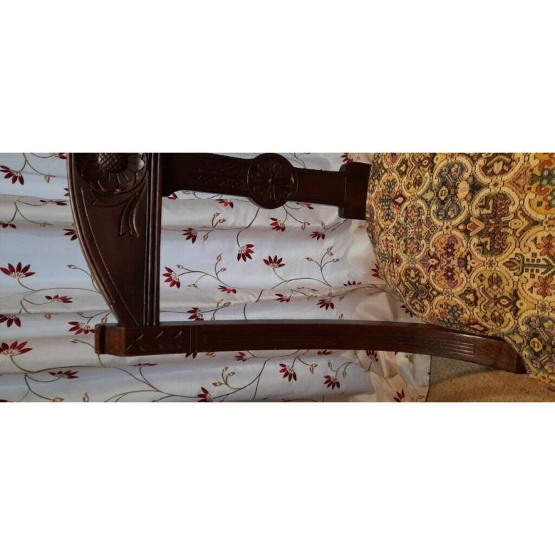 Matching upholstered chairs Mahogany Ladies Elbow chair & Late Victorian Side Chair